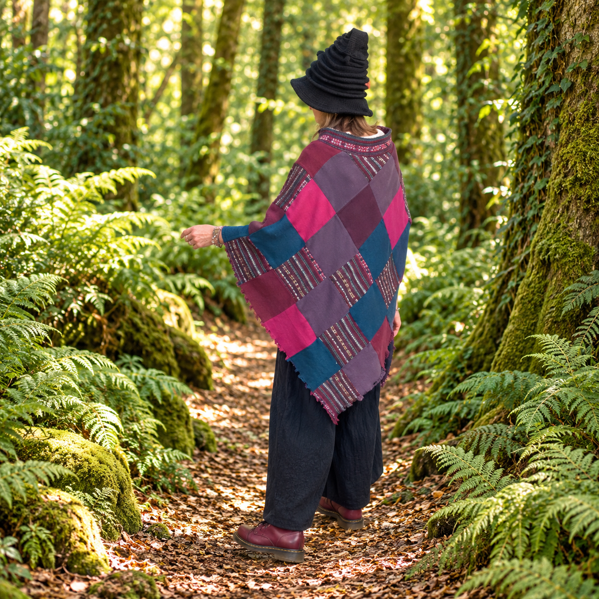 Turquoise & Pink Poncho by Stewed Fairy