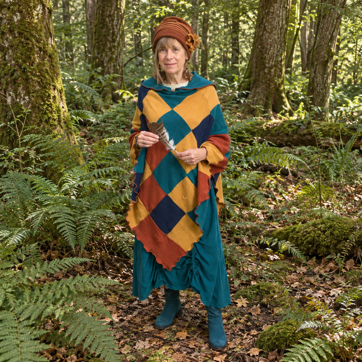 Harlequin Hooded Poncho by Stewed Fairy