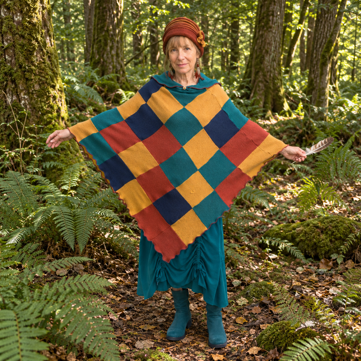 Harlequin Hooded Poncho by Stewed Fairy