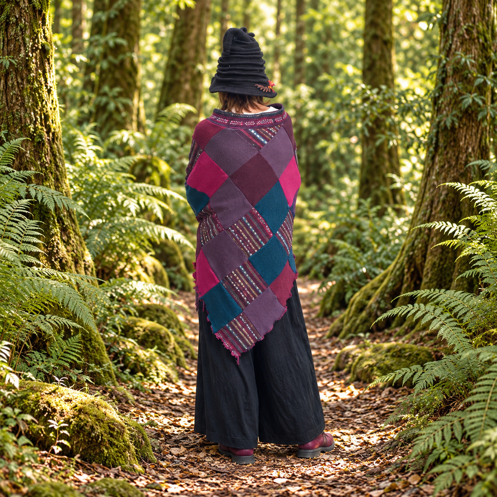 Turquoise & Pink Poncho by Stewed Fairy