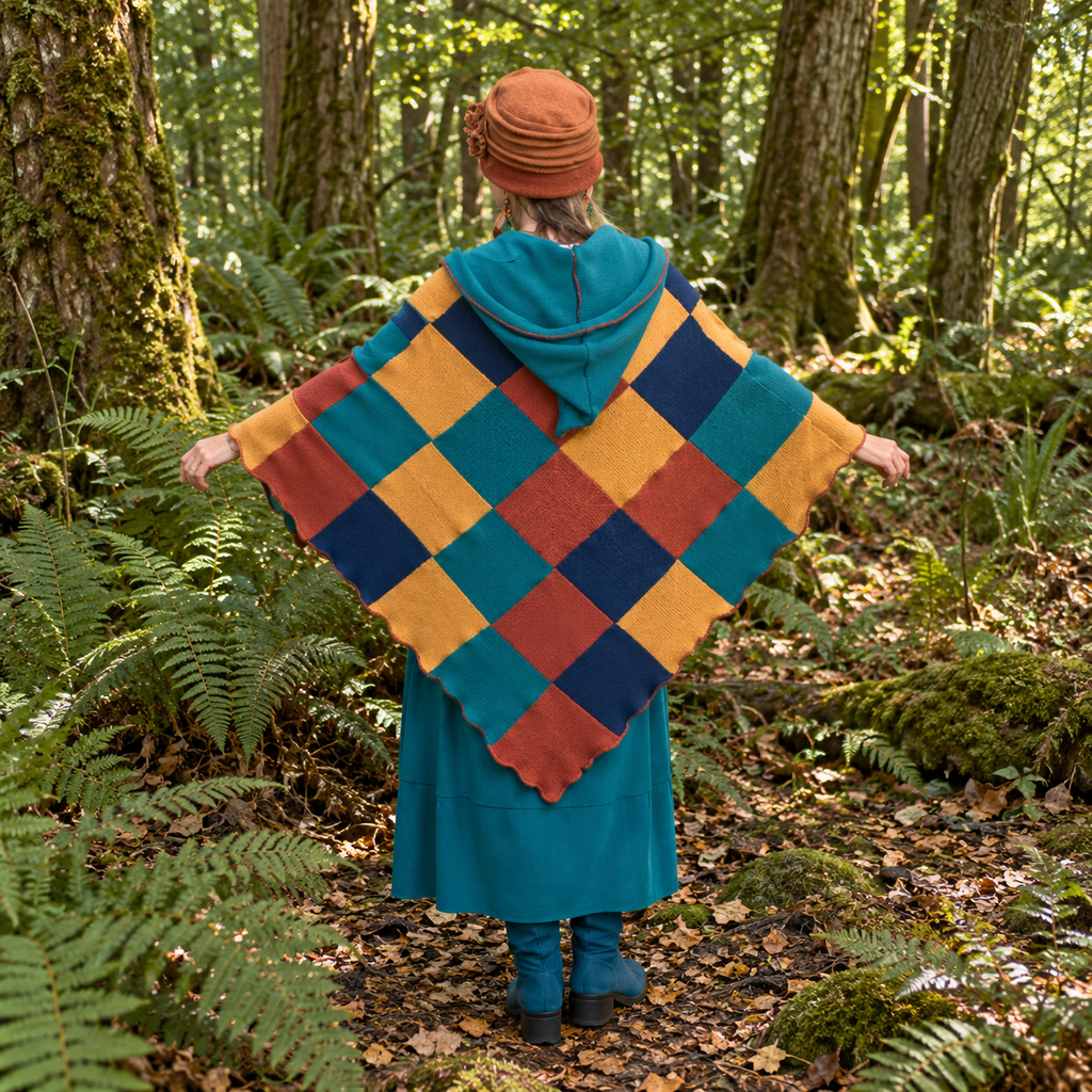Harlequin Hooded Poncho by Stewed Fairy