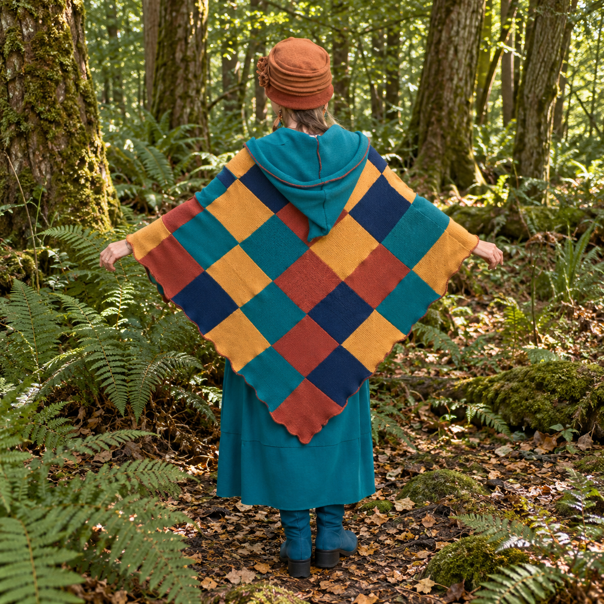 Harlequin Hooded Poncho by Stewed Fairy