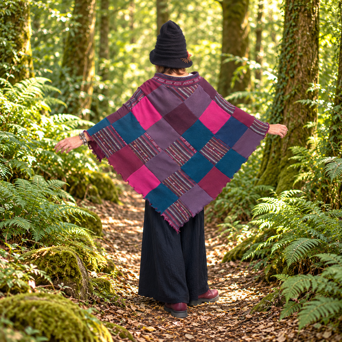 Turquoise & Pink Poncho by Stewed Fairy