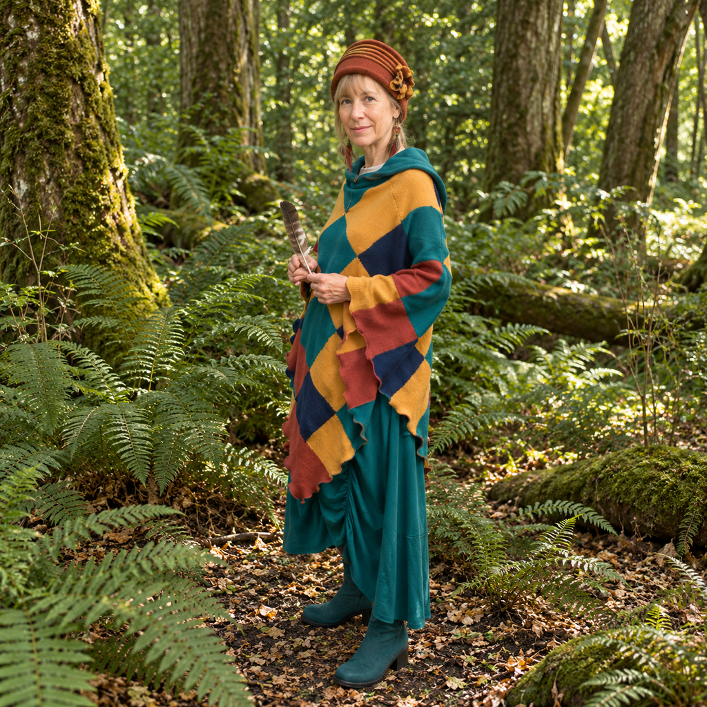 Harlequin Hooded Poncho by Stewed Fairy