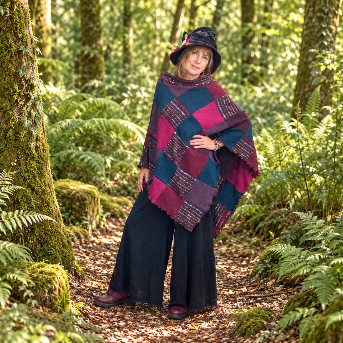 Turquoise & Pink Poncho by Stewed Fairy