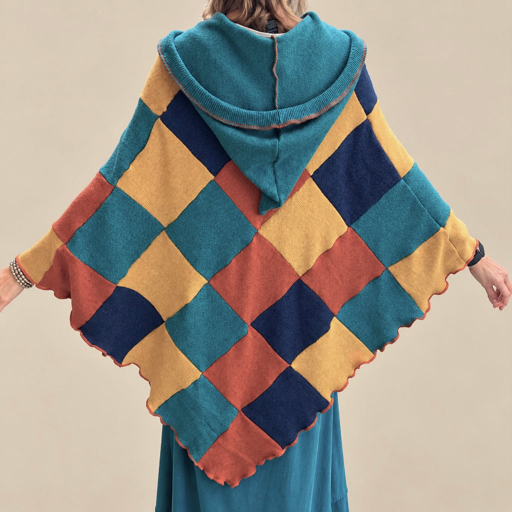 Harlequin Hooded Poncho by Stewed Fairy