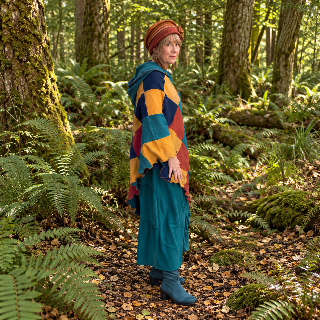 Harlequin Hooded Poncho by Stewed Fairy