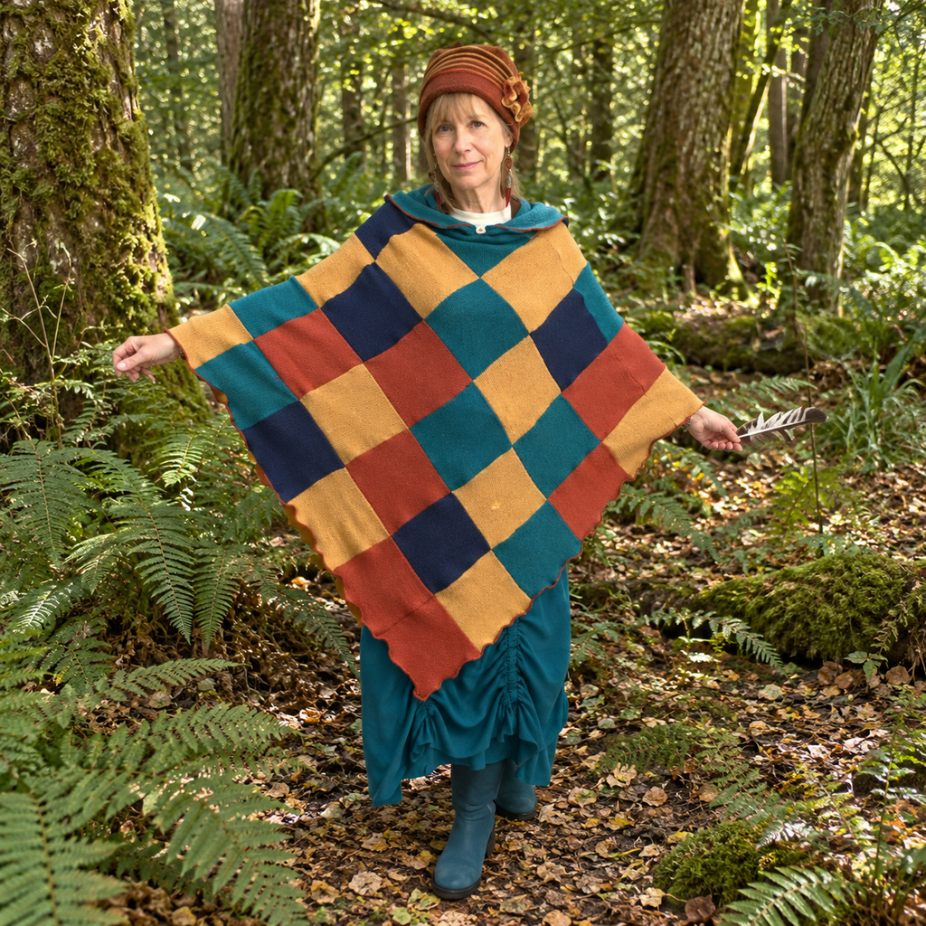 Harlequin Hooded Poncho by Stewed Fairy