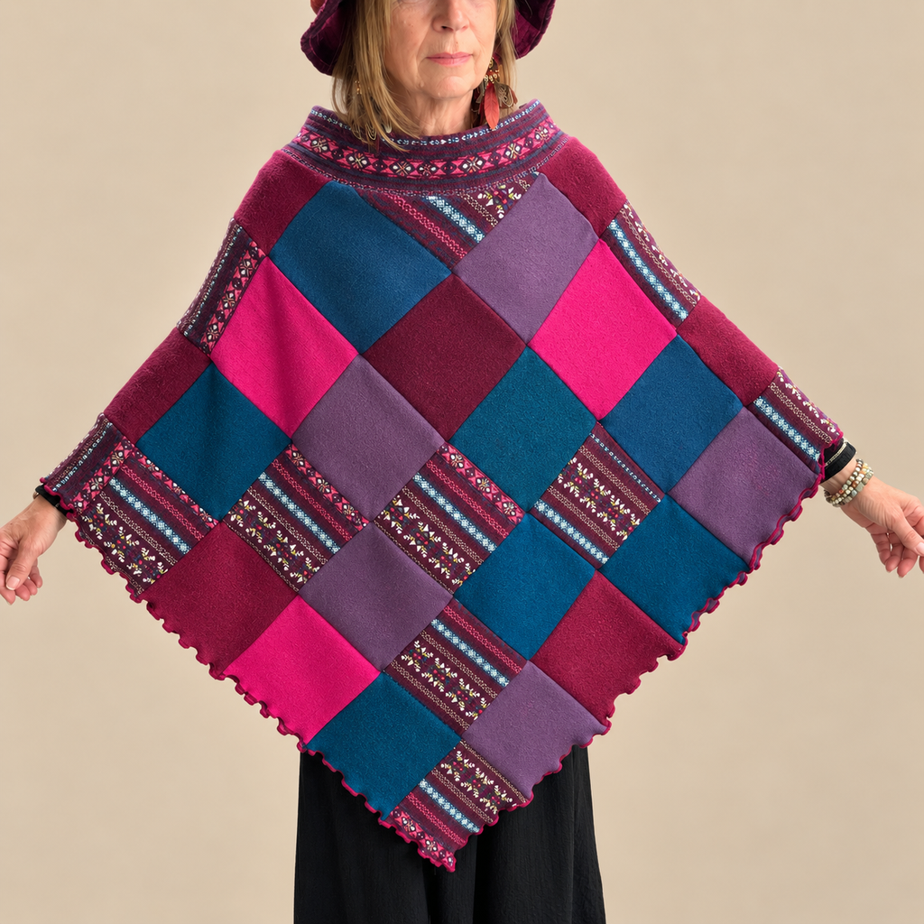 Turquoise & Pink Poncho by Stewed Fairy