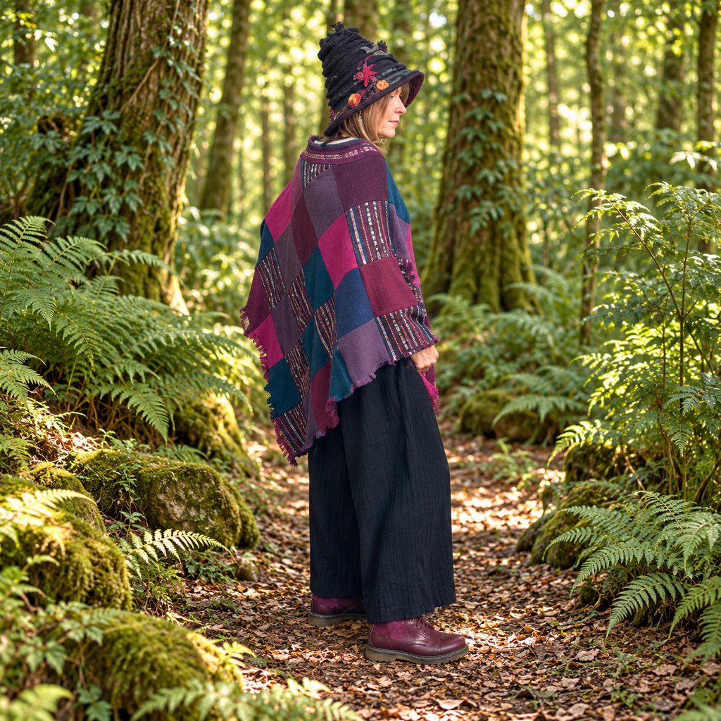 Turquoise & Pink Poncho by Stewed Fairy