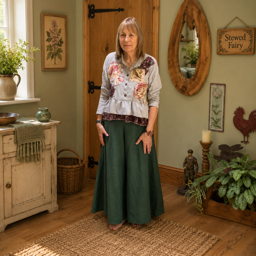 Appliquéd Bird Lady Top by Stewed Fairy