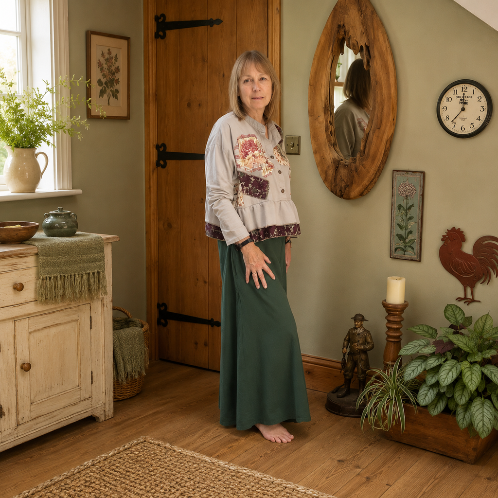 Appliquéd Bird Lady Top by Stewed Fairy