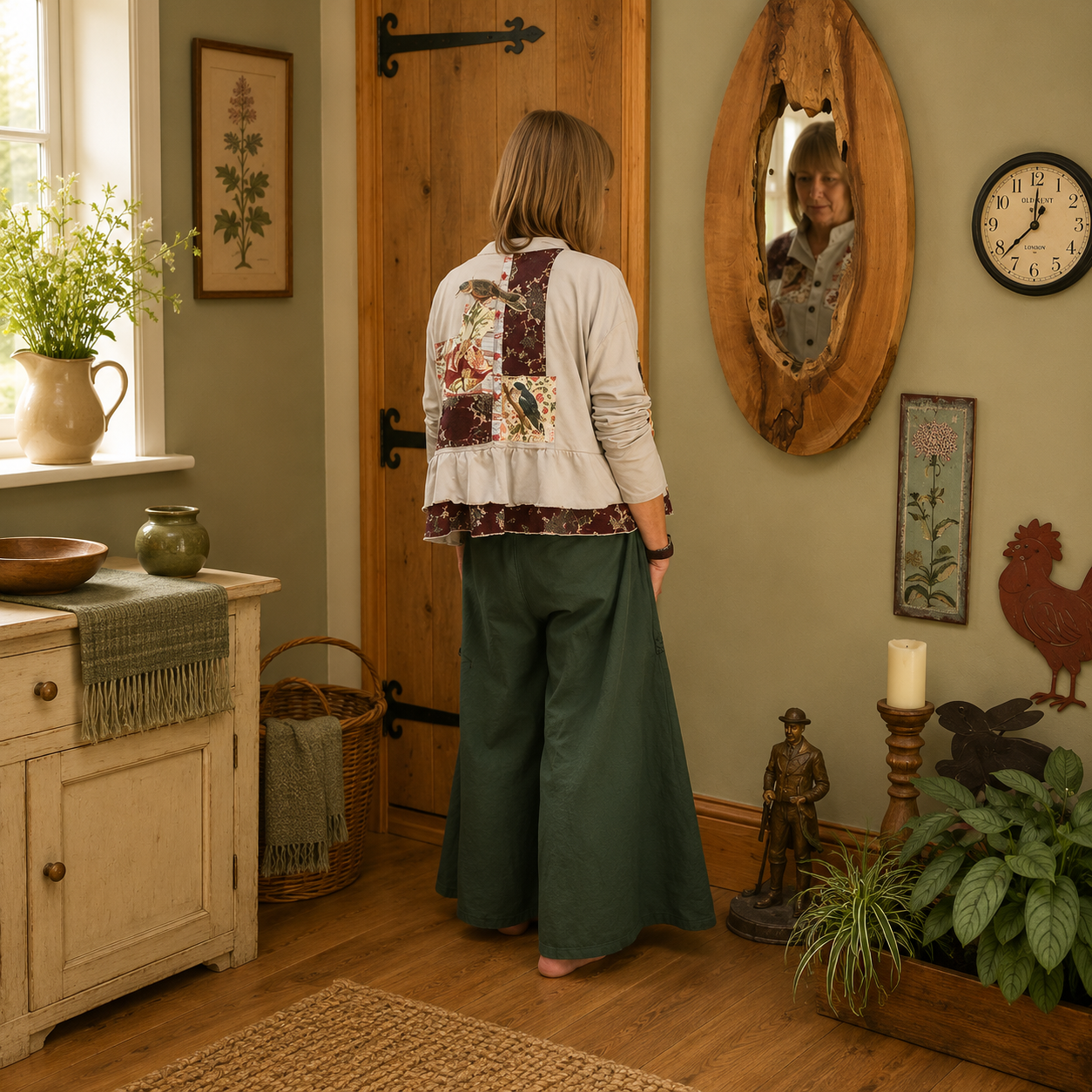 Appliquéd Bird Lady Top by Stewed Fairy
