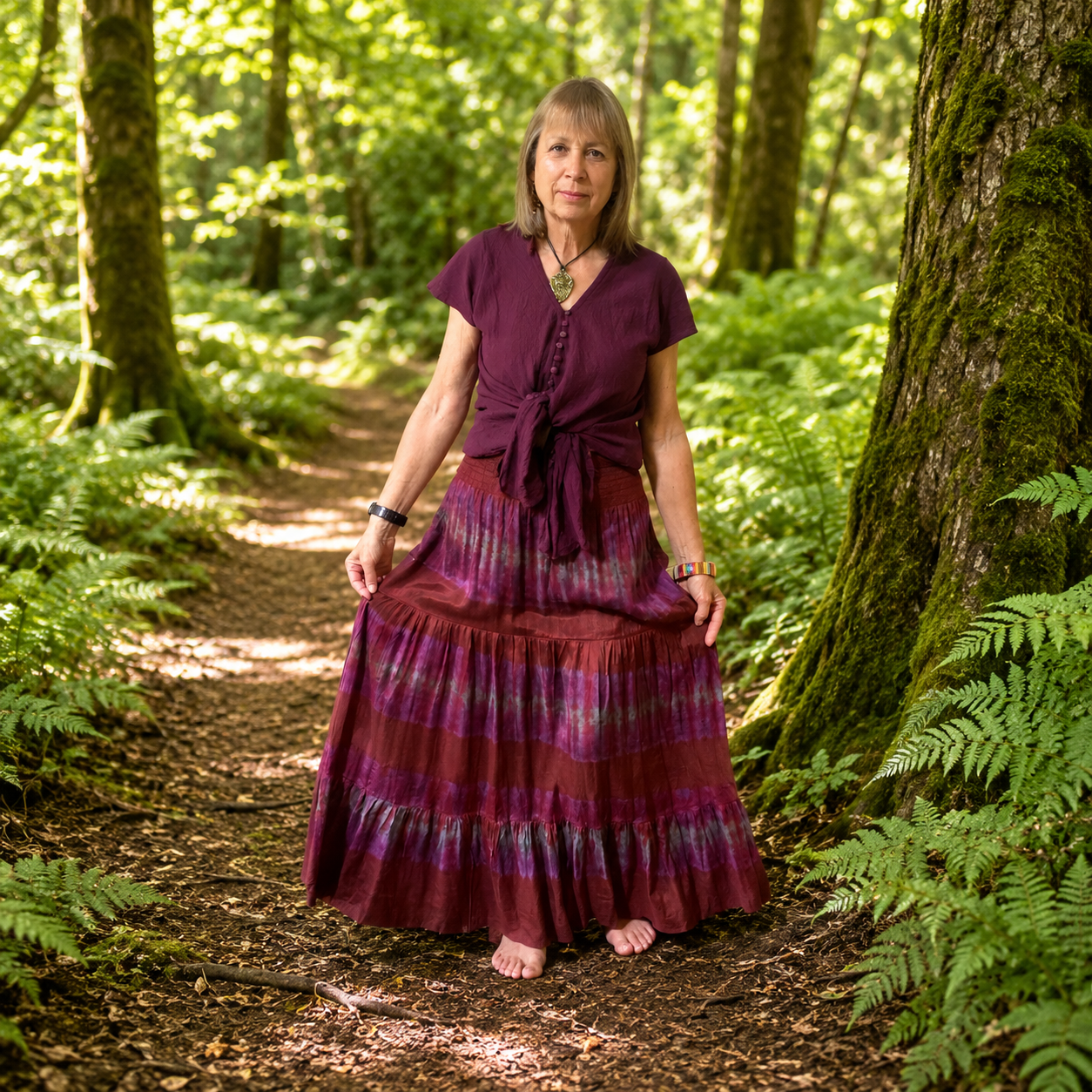 Rich Berry Silk Maxi Skirt by Gringo