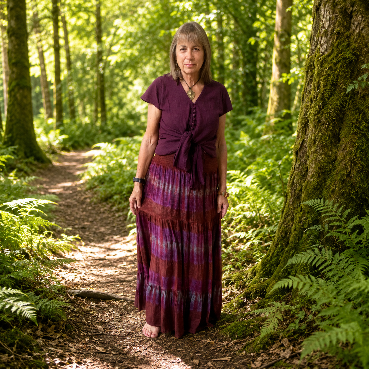 Rich Berry Silk Maxi Skirt by Gringo