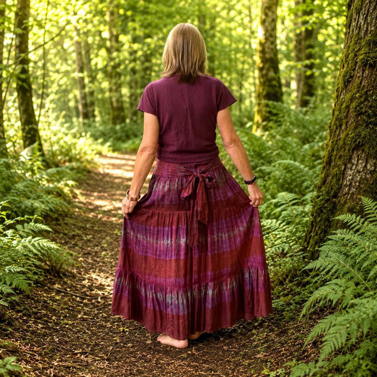 Rich Berry Silk Maxi Skirt by Gringo
