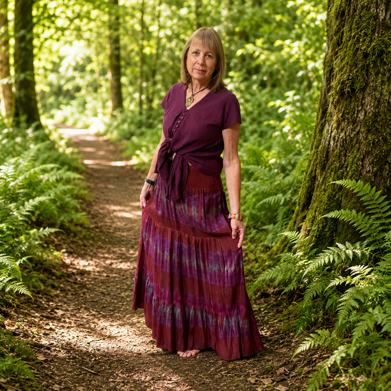 Rich Berry Silk Maxi Skirt by Gringo