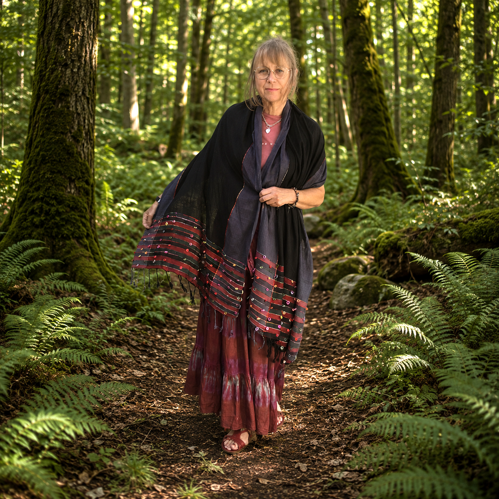 Black Indian Loop Shawl by Namaste