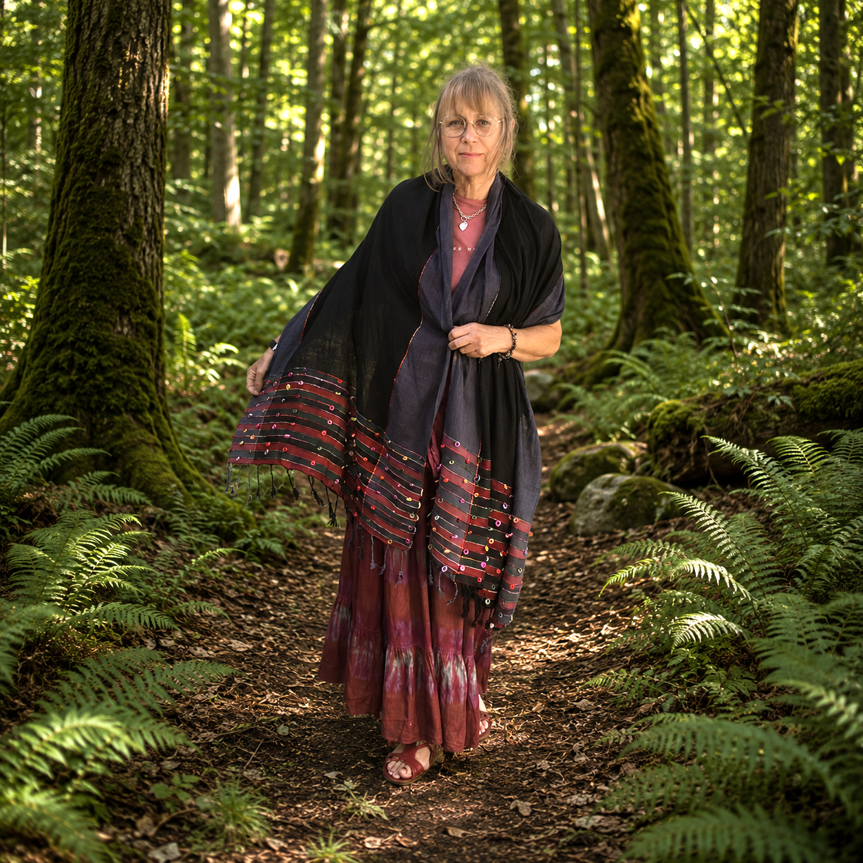 Black Indian Loop Shawl by Namaste
