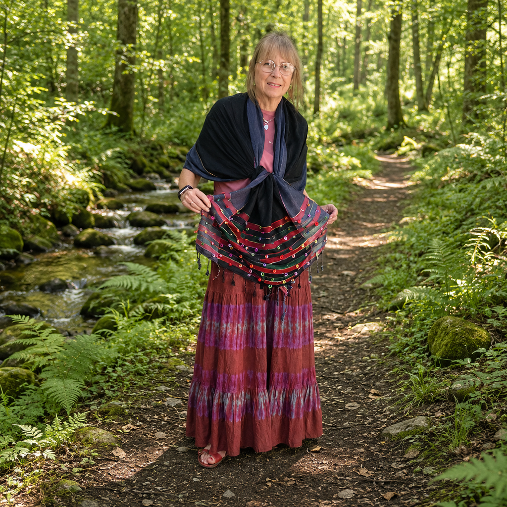 Black Indian Loop Shawl by Namaste