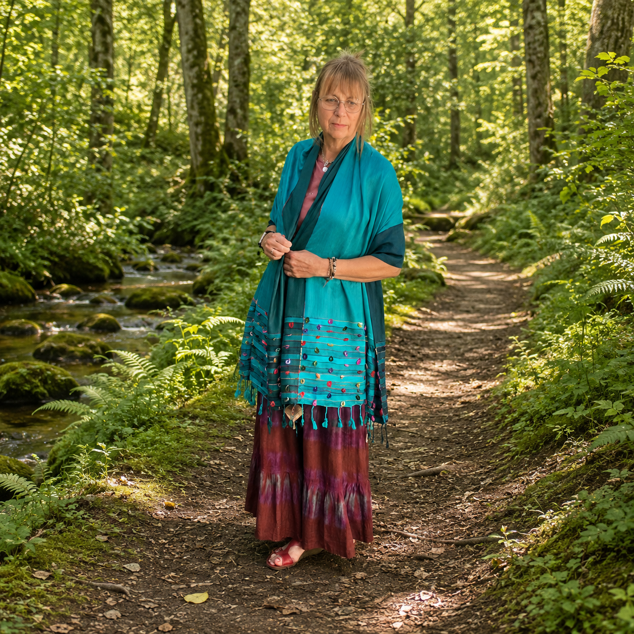 Turquoise / Blue Indian Loop Shawl by Namaste