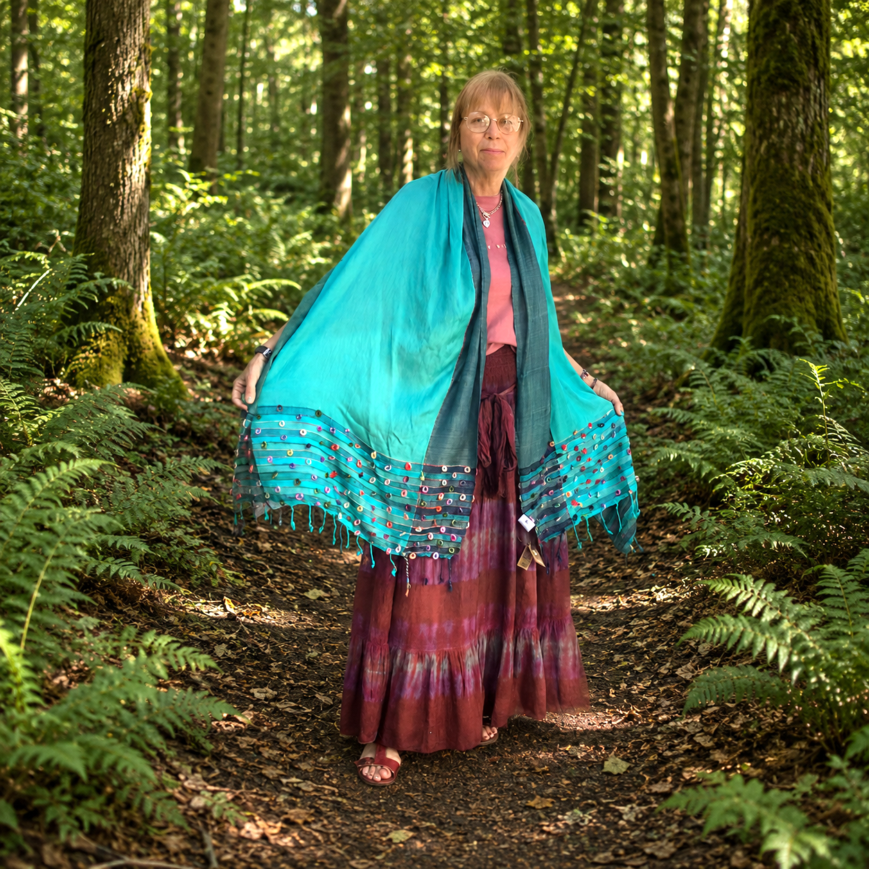 Turquoise / Blue Indian Loop Shawl by Namaste