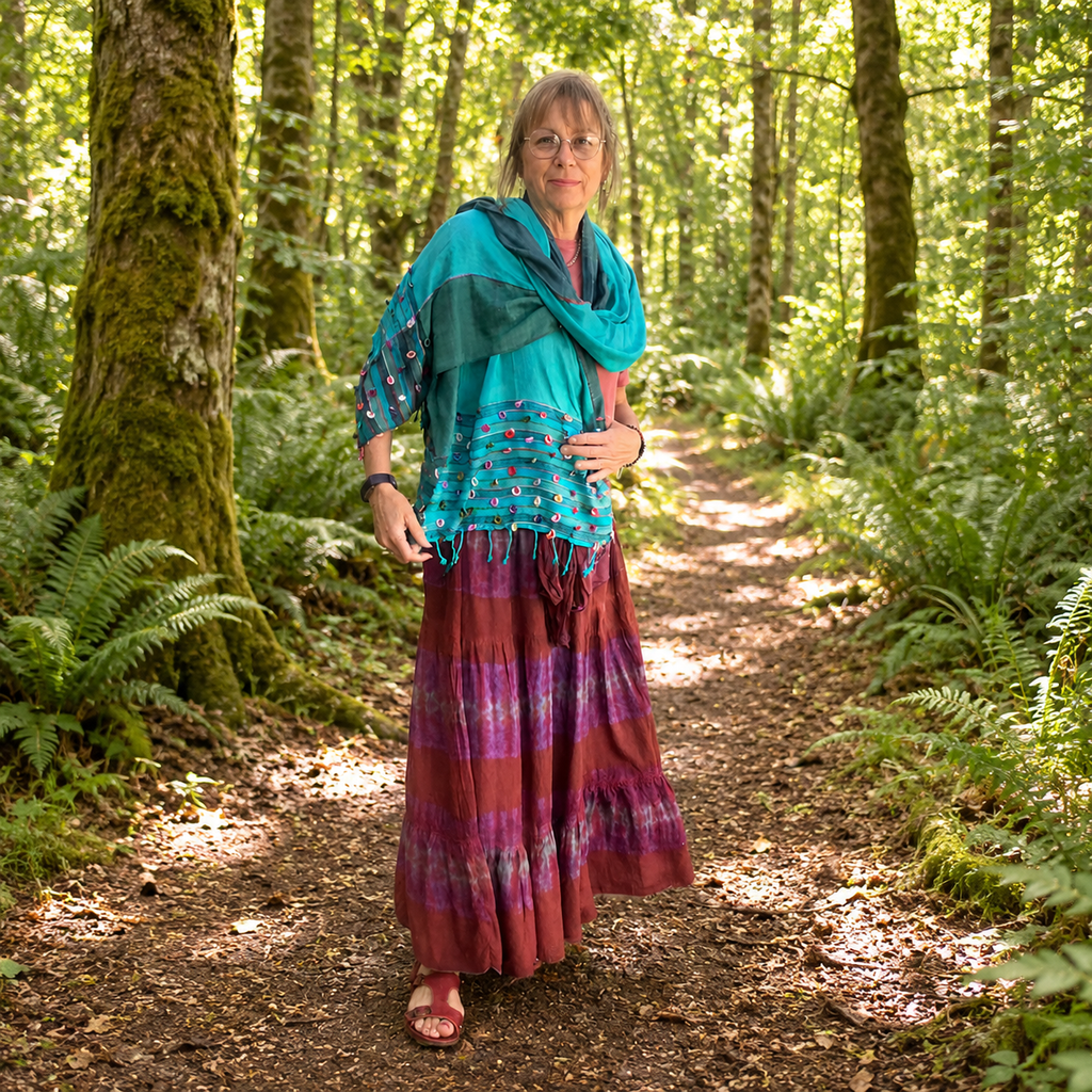 Turquoise / Green Indian Loop Shawl by Namaste