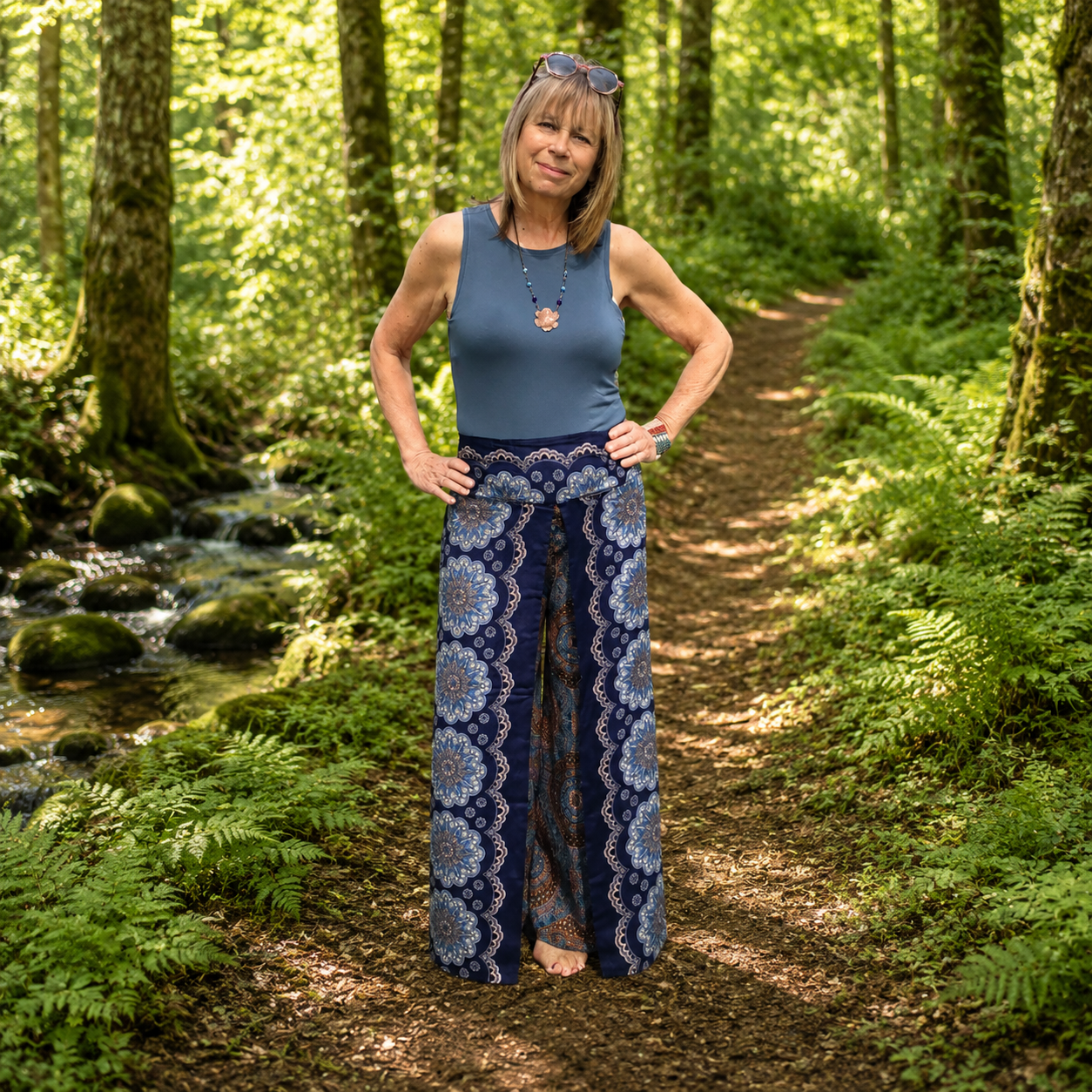 Blue Boho Gypsy Palazzo Trousers by Namaste