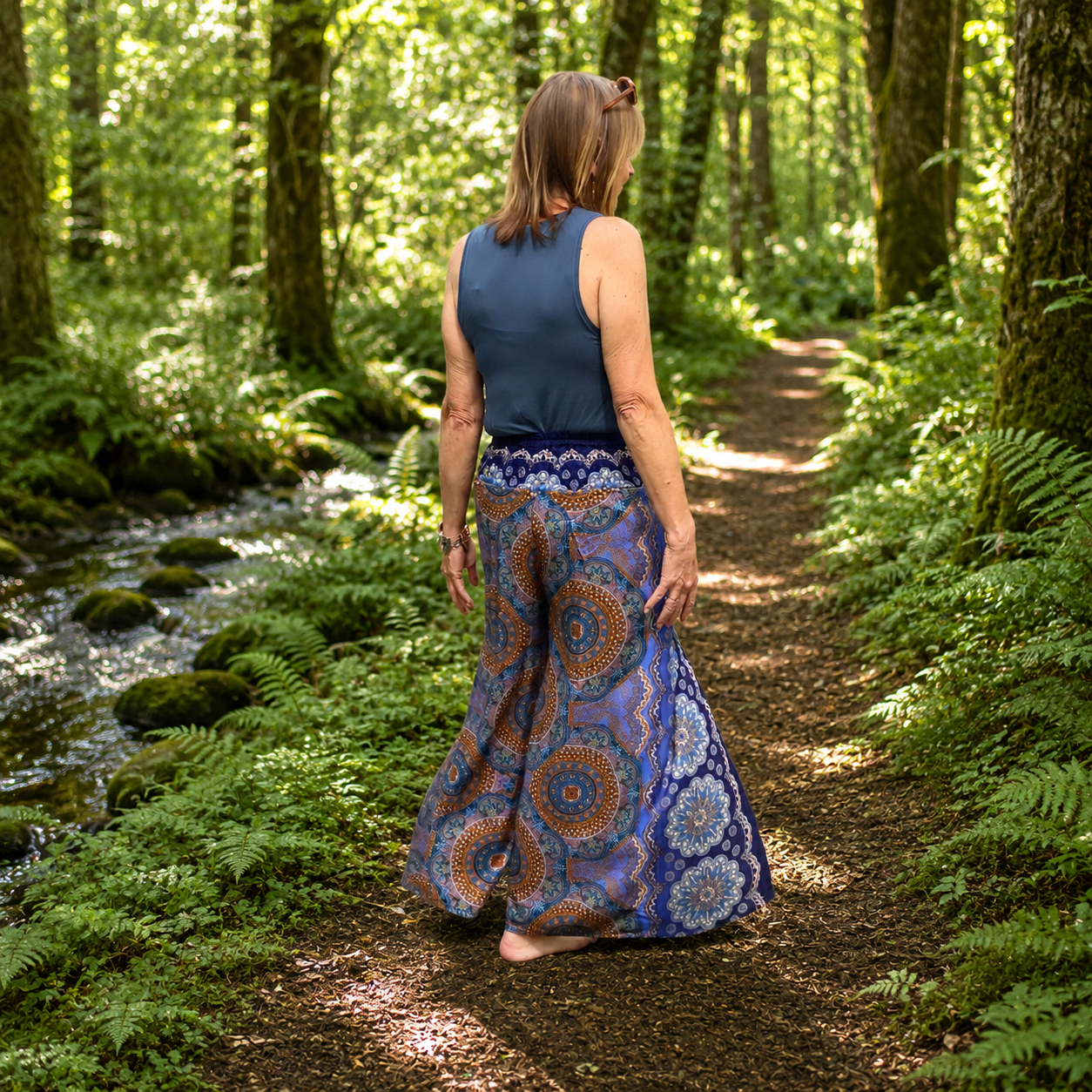 Blue Boho Gypsy Palazzo Trousers by Namaste