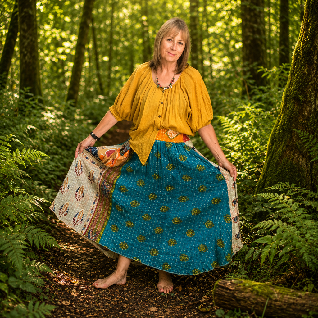 Upcycled Kantha Skirt by Gringo