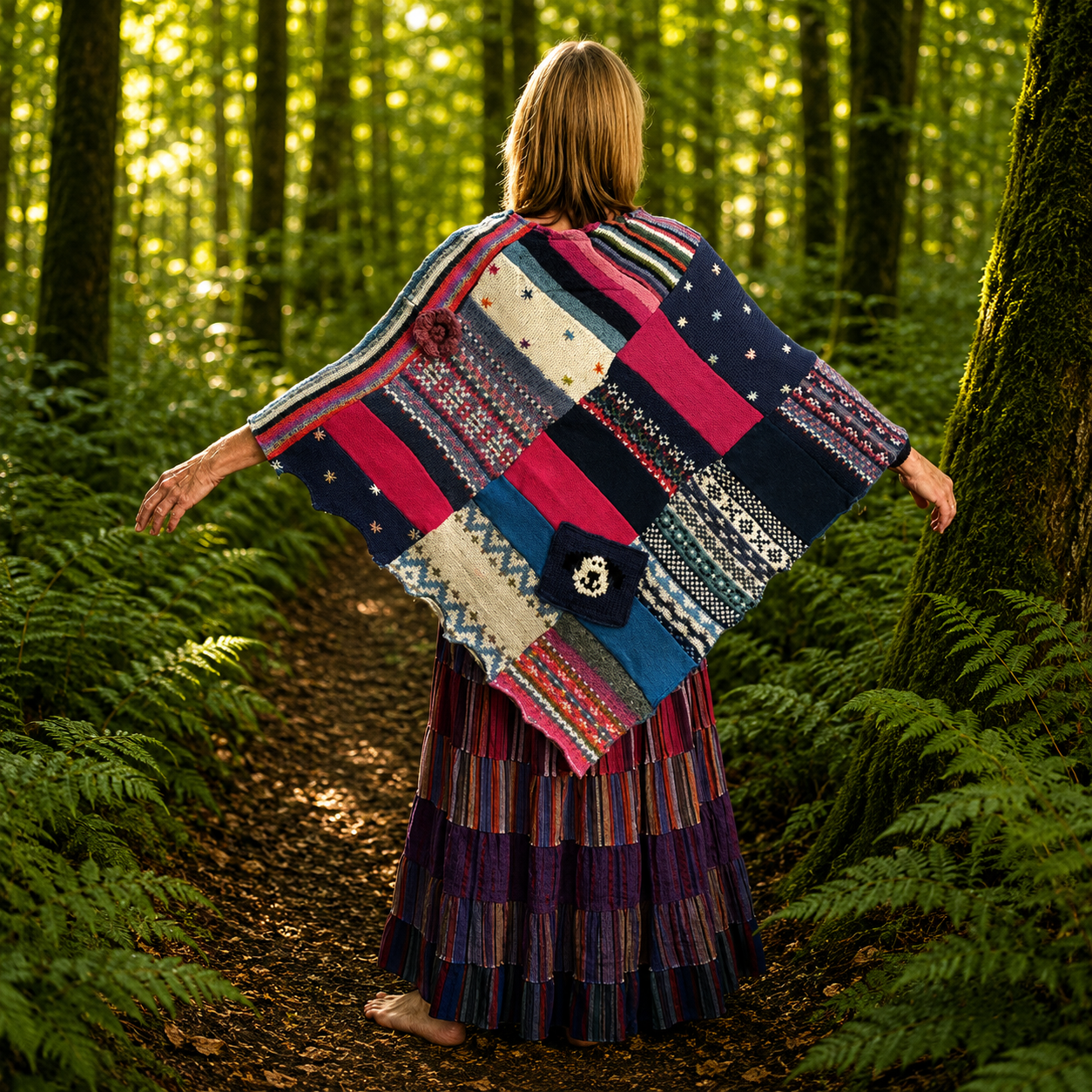 Upcycled Lambswool Patchwork Poncho by Stewed Fairy