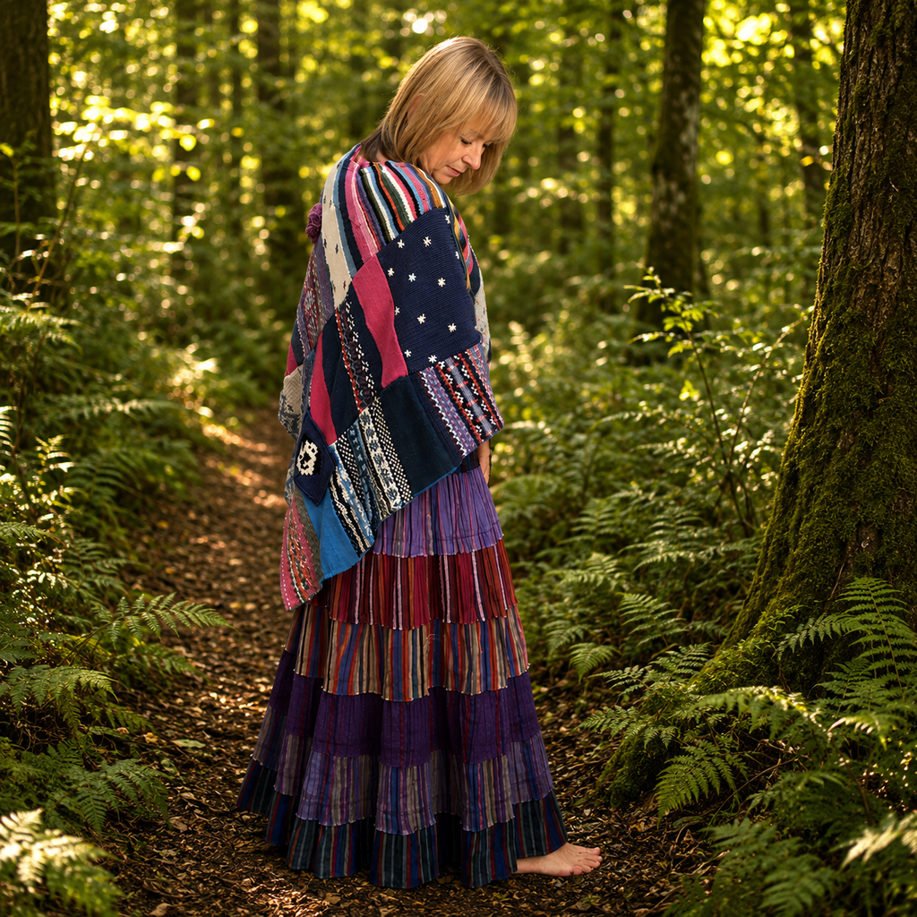 Upcycled Lambswool Patchwork Poncho by Stewed Fairy
