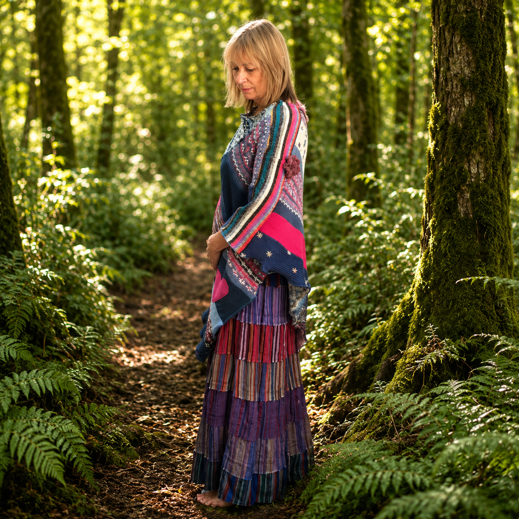 Upcycled Lambswool Patchwork Poncho by Stewed Fairy