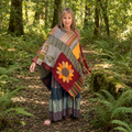 Upcycled Lambswool Sunflower Poncho by Stewed Fairy