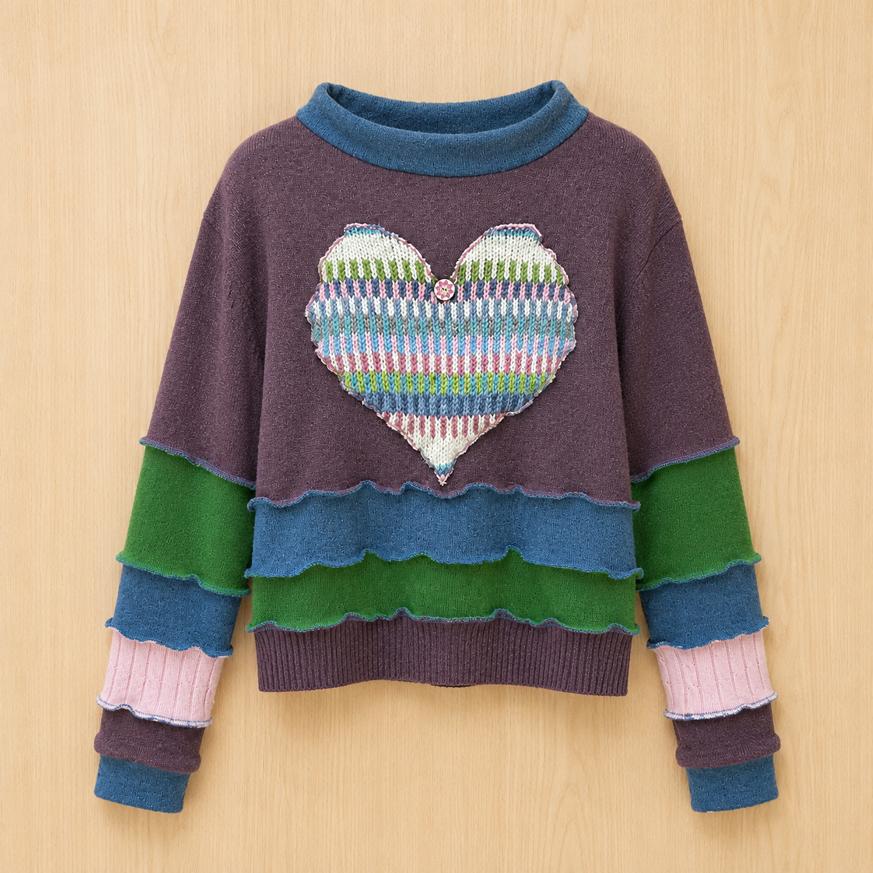 Upcycled Crop Top Jumper with Heart Appliqué by Stewed Fairy