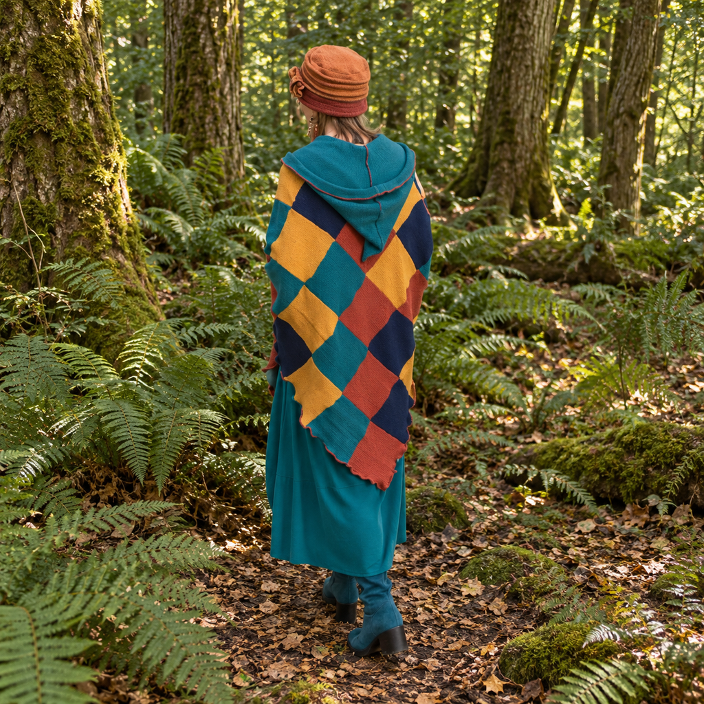 Harlequin Hooded Poncho by Stewed Fairy