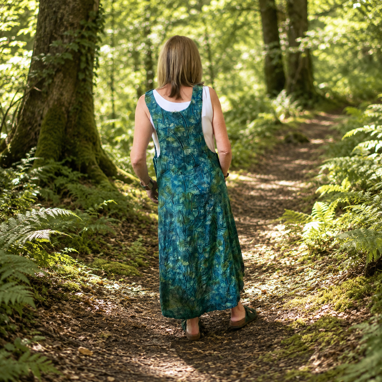 Mushroom Print Dungaree Cotton Dress by Gringo