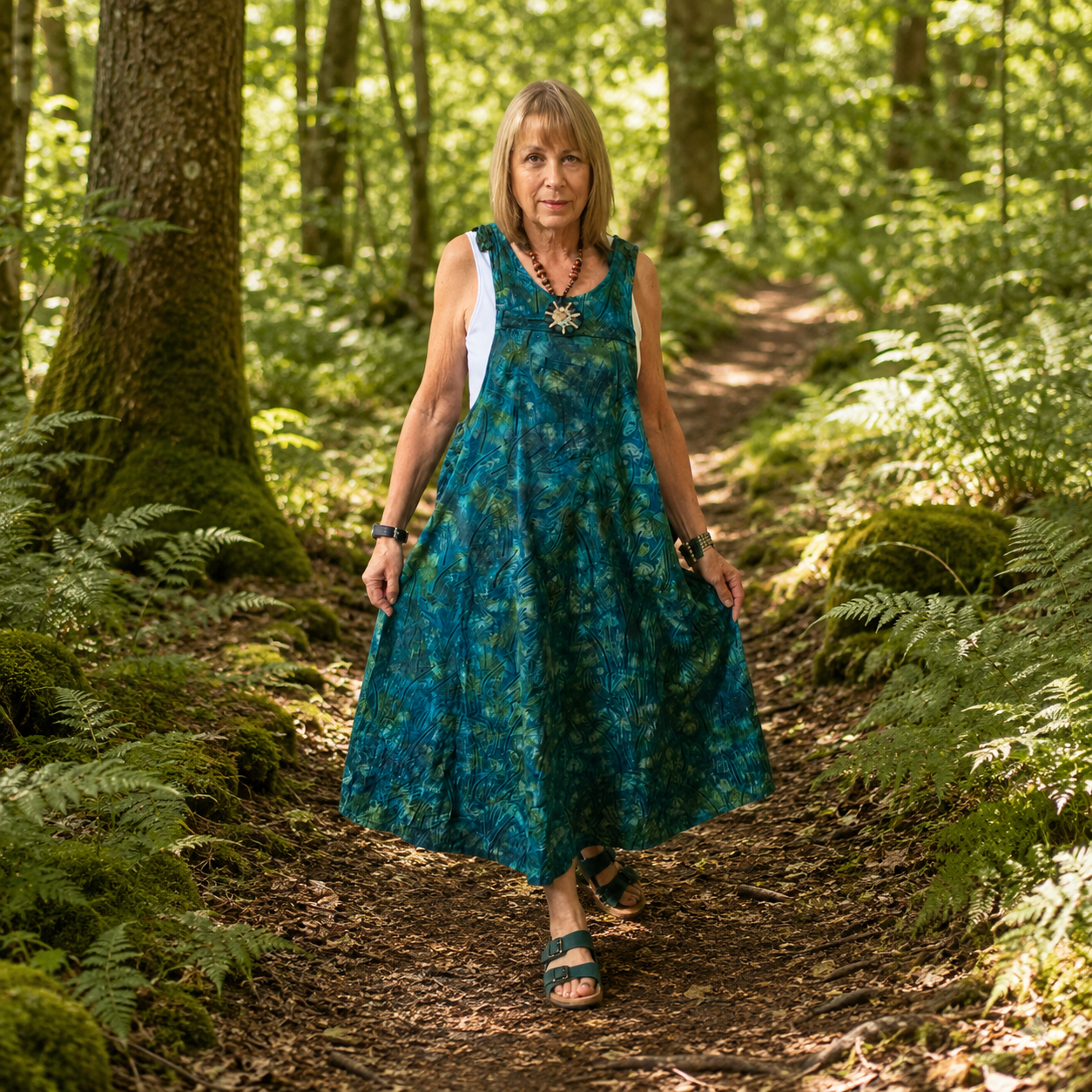 Mushroom Print Dungaree Cotton Dress by Gringo