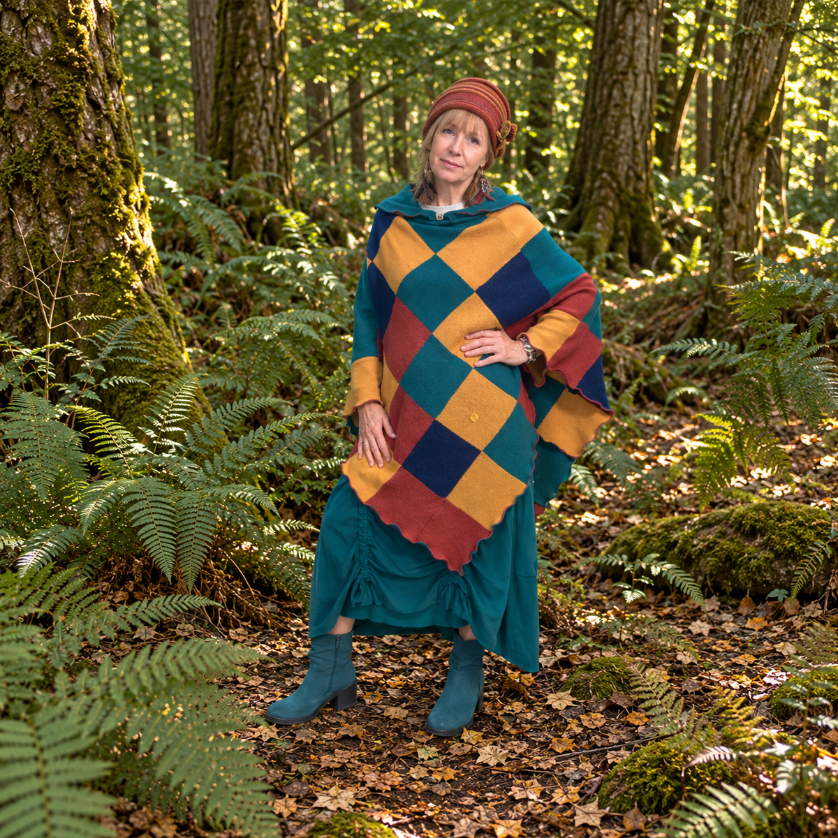 Harlequin Hooded Poncho by Stewed Fairy