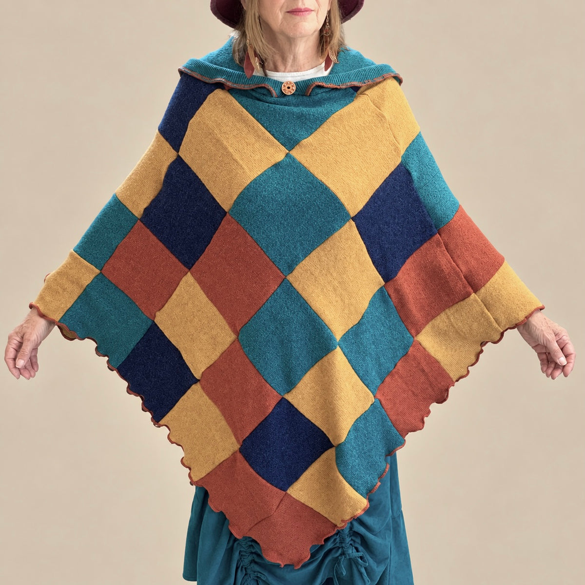 Harlequin Hooded Poncho by Stewed Fairy