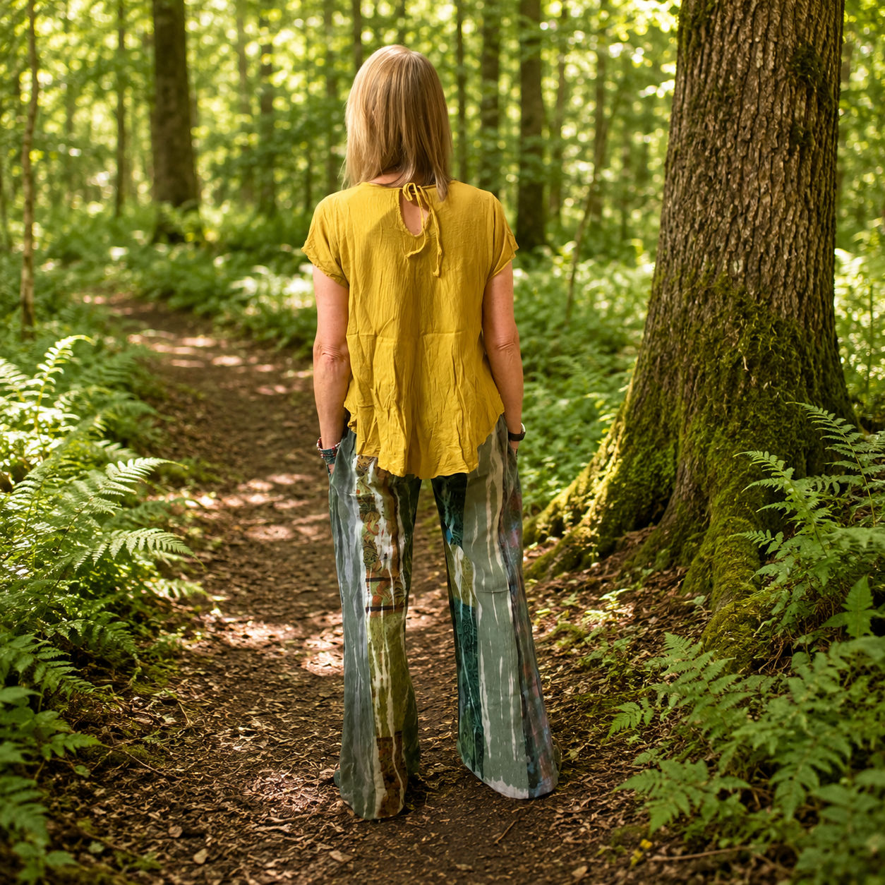 Green Patchwork Elasticated Trousers by Gringo