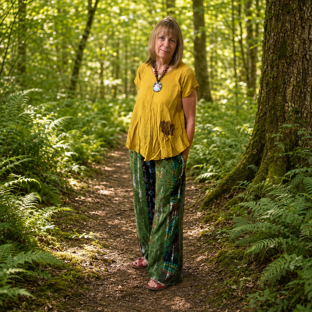 Mustard Flower Print Short-Sleeved Top by Gringo