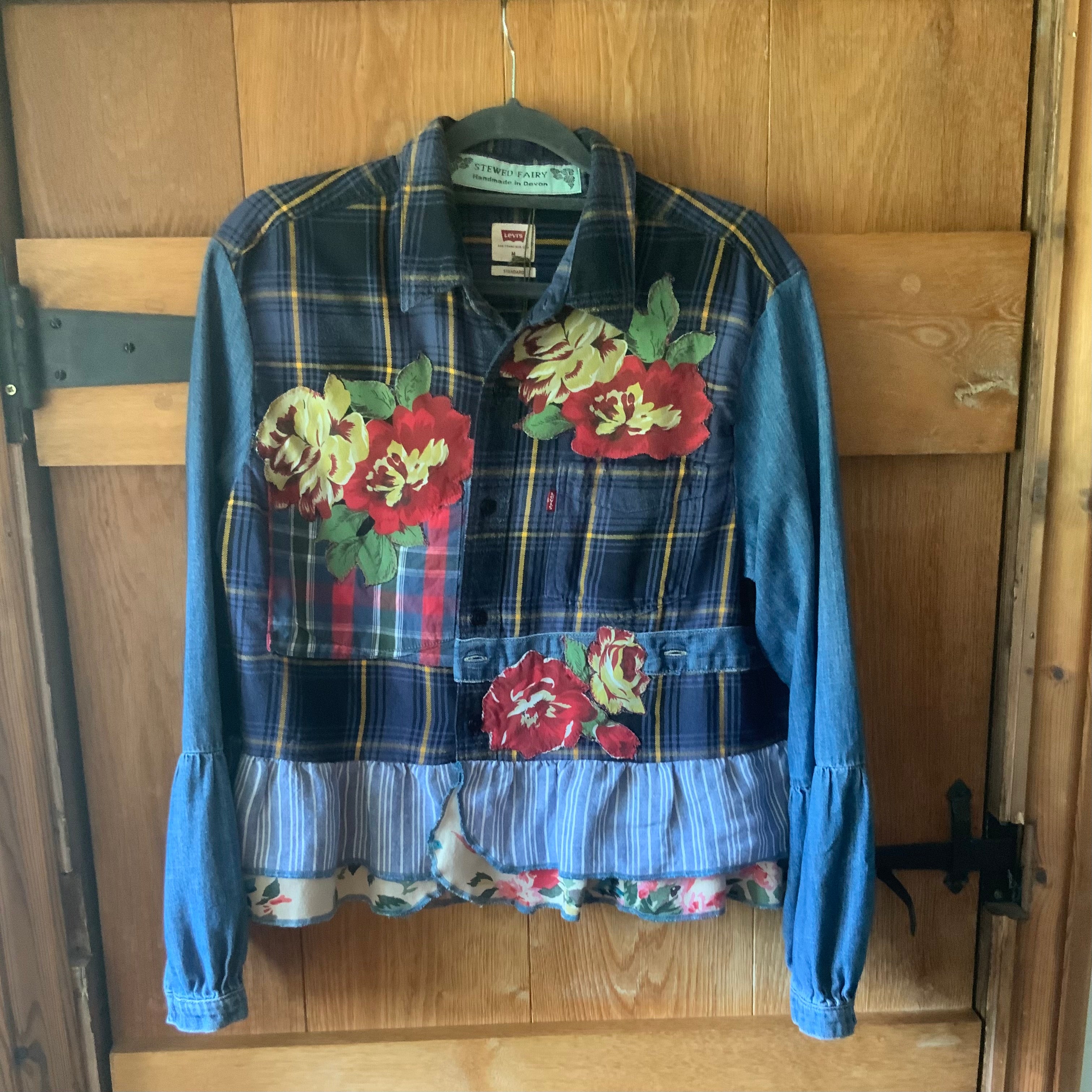Blue & Red Appliquéd Button Through Top by Stewed Fairy