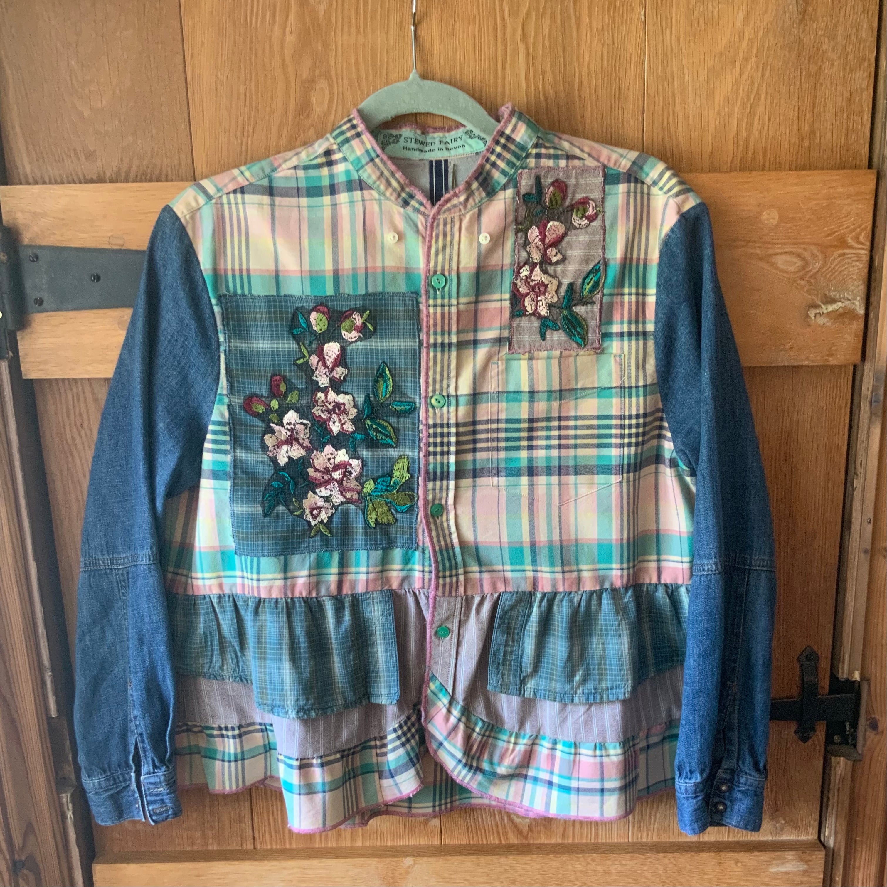 Turquoise & Pink Appliquéd Button Through Top by Stewed Fairy