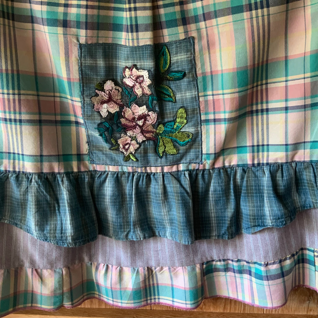 Turquoise & Pink Appliquéd Button Through Top by Stewed Fairy