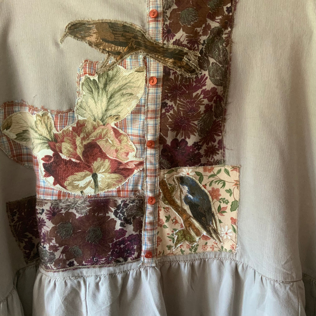 Appliquéd Bird Lady Top by Stewed Fairy