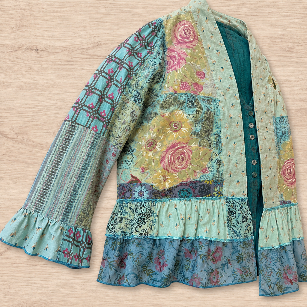 Upcycled Patchwork Edge to Edge Appliquéd Jacket by Stewed Fairy