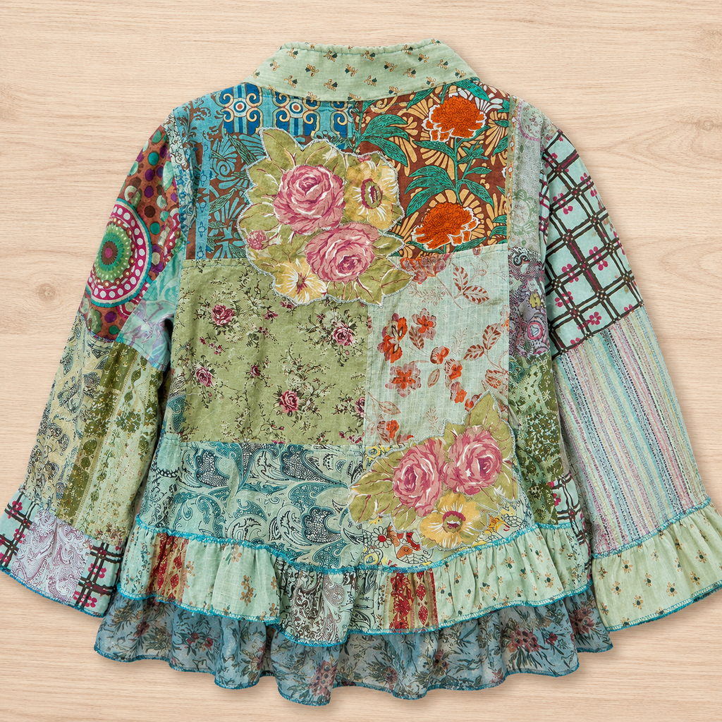 Upcycled Patchwork Edge to Edge Appliquéd Jacket by Stewed Fairy