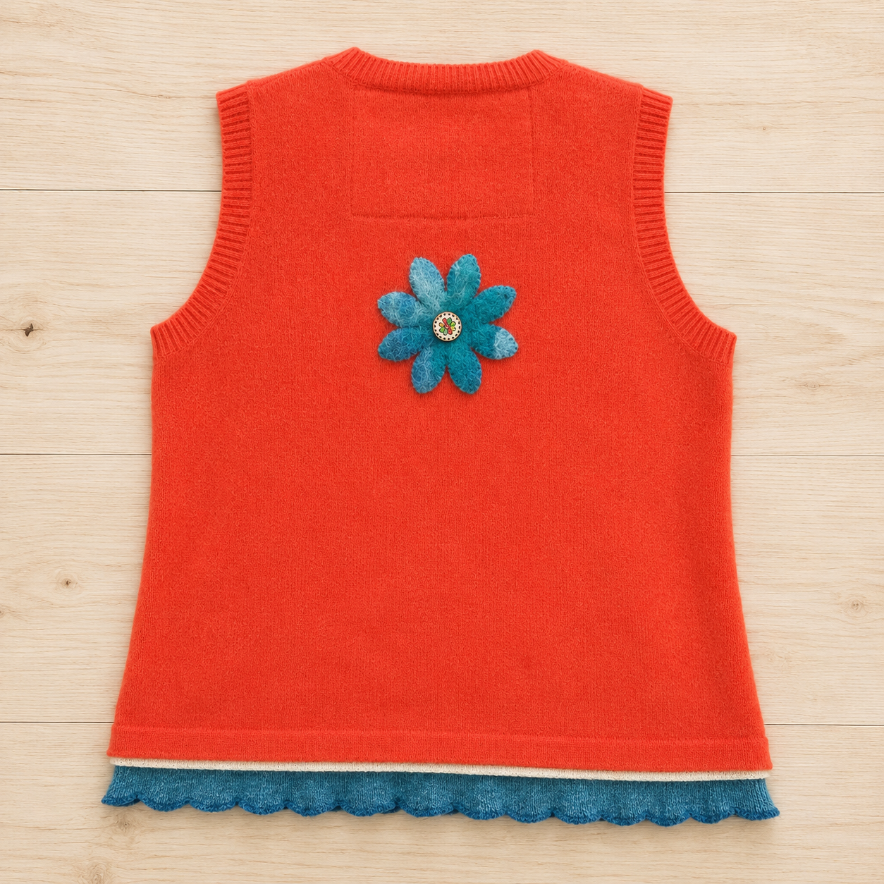 Upcycled Cashmere Tank Top Jumper with Appliquéd Heart by Stewed Fairy