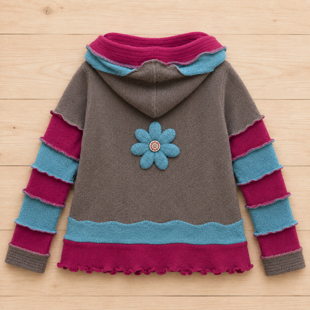 Upcycled Hooded Crop Top Jumper with Cat Appliqué by Stewed Fairy